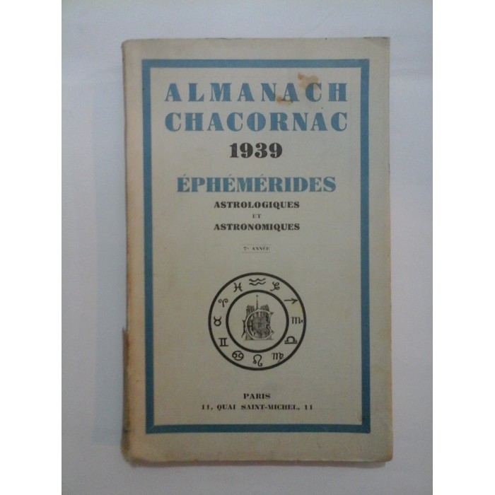 ALMANACH  CHACORNAC  1939  EPHEMERIDES  ASTROLOGIQUES  ET  ASTRONOMIQUES 